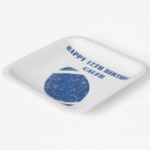 Custom Football Geburtstagsparty Blue White Pappteller (Gewinkelt)