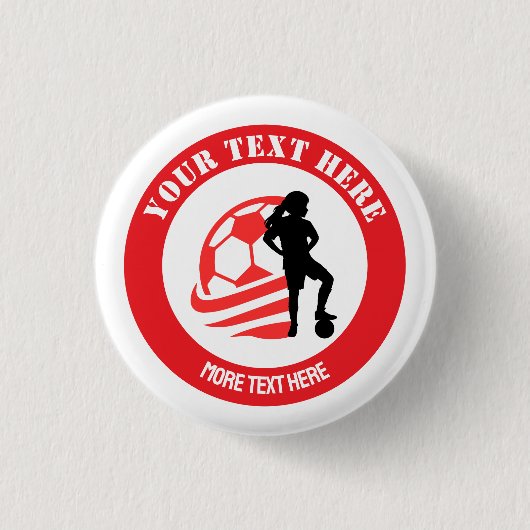 Custom Football Girl kid's Football Birthday Party Button (Vorderseite)