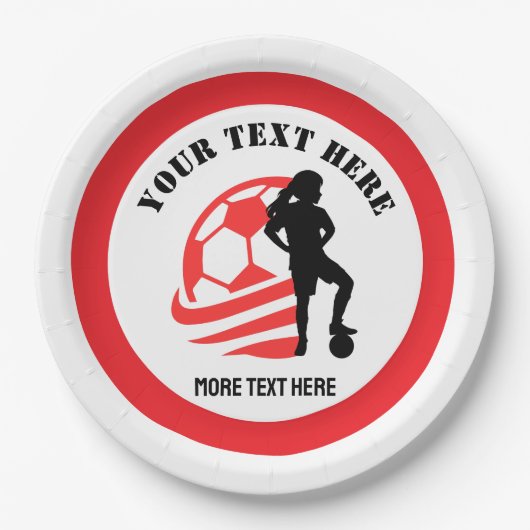 Custom Football Girl kid's Football Birthday Party Pappteller (Vorderseite)