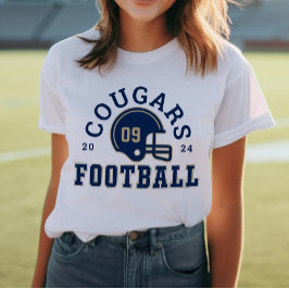 Custom Football Mama Navy Blue and Gold Team Tri-Blend Shirt