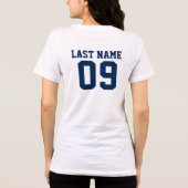 Custom Football Mama Navy Blue and Gray Team Tri-Blend Shirt (Rückseite)