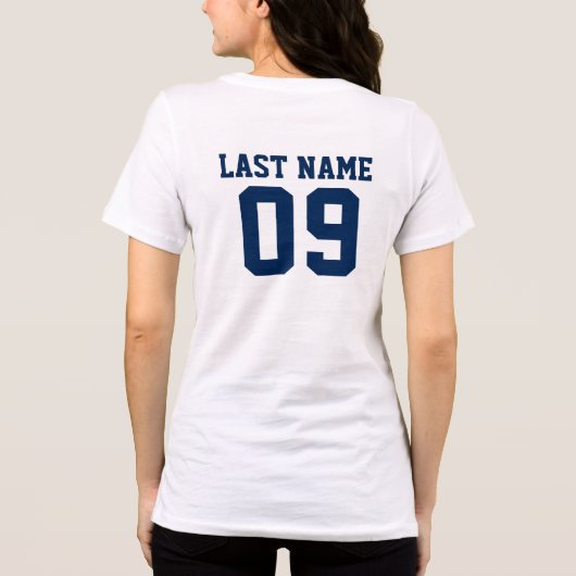Custom Football Mama Navy Blue and Gray Team Tri-Blend Shirt (Rückseite)