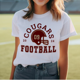 Custom Football Mama Red and Gold Team Tri-Blend Shirt