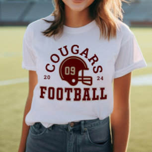 Custom Football Mama Red and Gold Team Tri-Blend Shirt