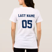 Custom Football Mom Navy Blue and Gray Team Tri-Blend Shirt (Rückseite)