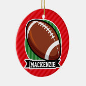 Custom Football on Red Diagonal Stripes Keramikornament (Rechts)