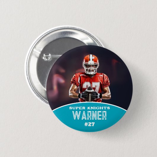 Custom Football Photo and Name Sports Button (Vorne & Hinten)