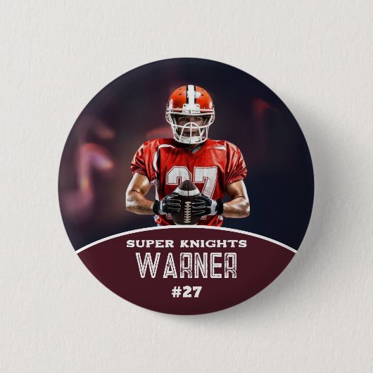 Custom Football Photo and Name Sports Button (Vorderseite)