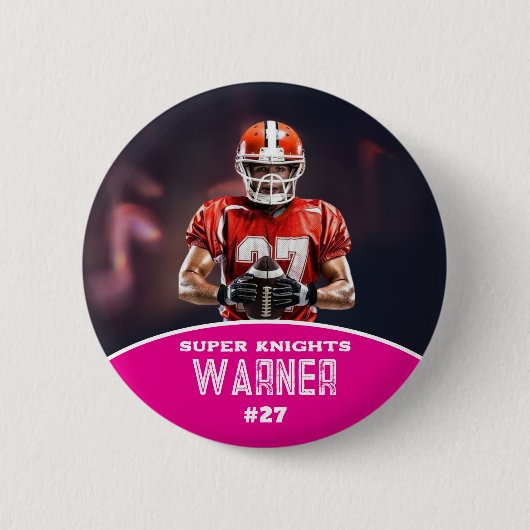 Custom Football Photo and Name Sports Button (Vorderseite)