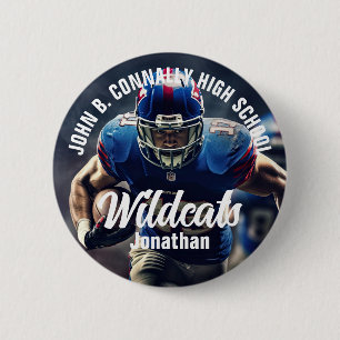 Custom Football Player Foto High School Spirit Button