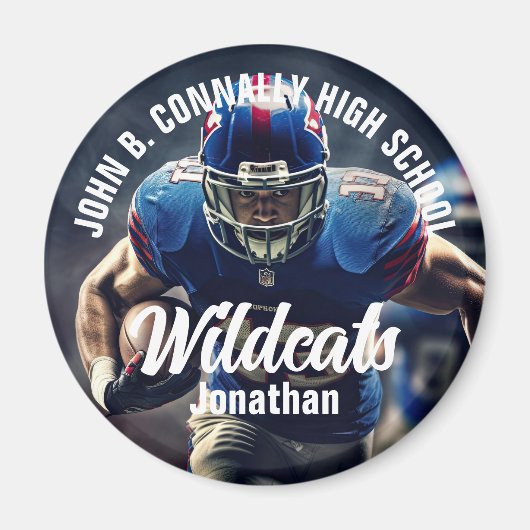Custom Football Player Foto High School Spirit Magnet (Vorne)