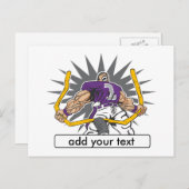 Custom Football Player Lila Postkarte (Vorne/Hinten)