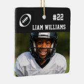 Custom Football Player Name & Number Black Trendy Keramikornament (Rechts)