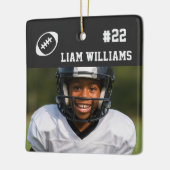 Custom Football Player Name & Number Black Trendy  Keramikornament (Links)