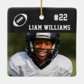 Custom Football Player Name & Number Black Trendy  Keramikornament (Rückseite)
