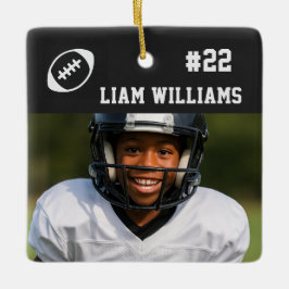 Custom Football Player Name & Number Black Trendy Keramikornament