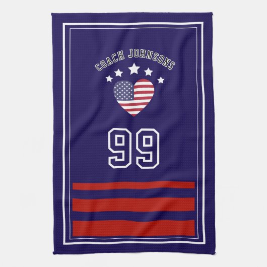 Custom Football Player,Personalized Sports Towel | Geschirrtuch (Vertikal)