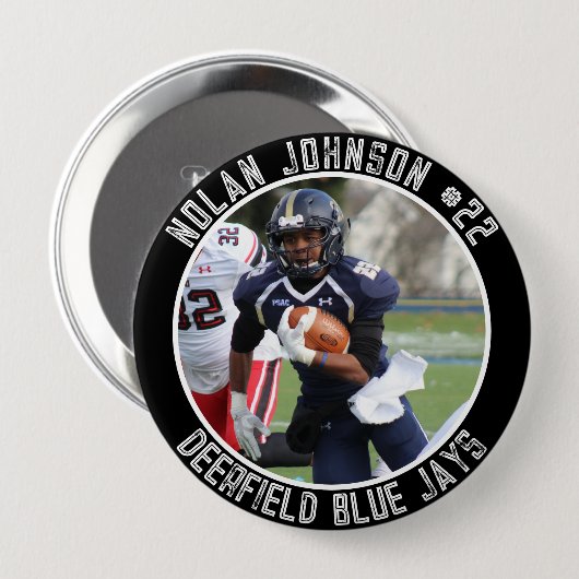 Custom Football Player School Mascot game day Button (Vorne & Hinten)