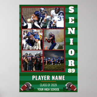 Custom Football Senior Foto Collage Poster