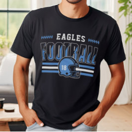 Custom Football Team Blau und Schwarze Männer T-Shirt