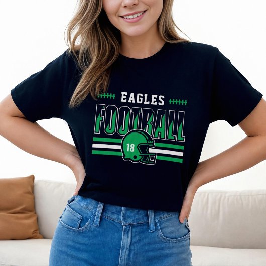 Custom Football Team Green und Black Women's Tri-Blend Shirt