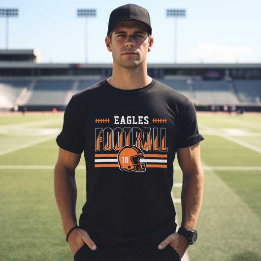Custom Football Team Orange und Black Men's T-Shirt