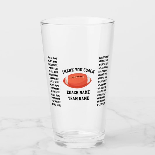 Custom Football Thank You Coach Team All Players Glas (Vorderseite)