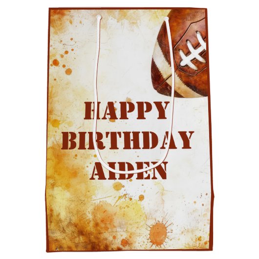 Custom Football Theme Party Mittlere Geschenktüte (Rückseite)