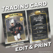 Custom Football Trading Card Black Gold Stadium Telefonnummerkarte
