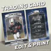 Custom Football Trading Card Blue Silver Stadium Telefonnummerkarte
