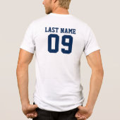 Custom Football Vater Navy Blue und Gold Team Tri-Blend Shirt (Rückseite)