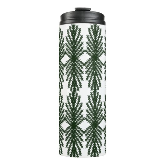 Custom Forest Green Pine Tree Abstract Pattern Thermosbecher (Vorderseite)