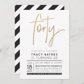 CUSTOM FORTY - Moderne Geburtstagsparty von Tracy Einladung (Vorne/Hinten)