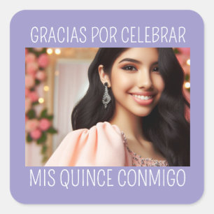 Custom Foto 15. Geburtstag Mis Quince Vielen Dank Quadratischer Aufkleber