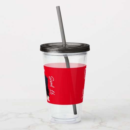 Custom Foto 16. Happy Birthday Personalisiert Red Acryltrinkbecher (Links)