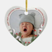 Custom Foto 1 Weihnachten Neue Großeltern Silver Keramik Ornament (Vorne)