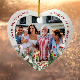 Custom Foto 1 Weihnachten Neue Großeltern Silver Keramik Ornament