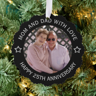 Custom Foto 25. Hochzeitstag Ornament Karte