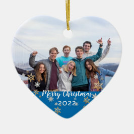Custom Foto 2-seitig Frohe Weihnachten Keramik Ornament