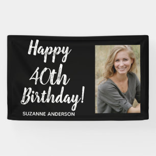 Custom Foto 40. Meilenstein Black Birthday Banner
