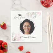 Custom Foto 50. Geburtstag Blumenpapier Napkin Serviette (Beispiel)