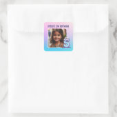 Custom Foto 5th Birthday Party Ombre Gradient Quadratischer Aufkleber (Tasche)