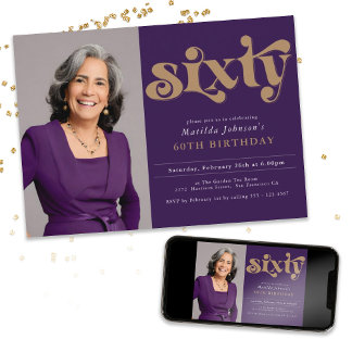 Custom Foto 60. Geburtstagsparty Einladung