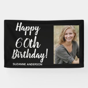 Custom Foto 60. Meilenstein Black Birthday Banner