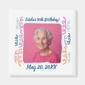 Custom Foto 90. Geburtstag Streamers Keepake Magnet (Vorne)