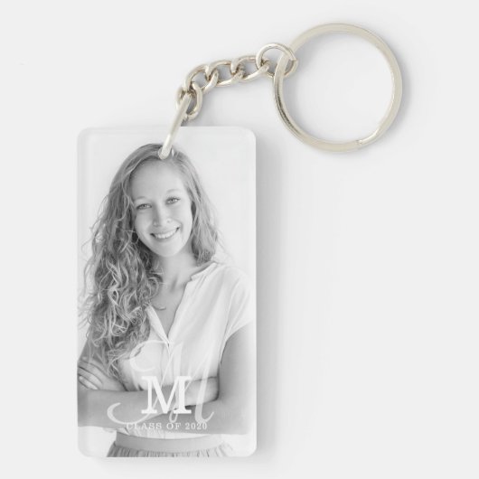 Custom Foto Abschluss der Monogram Class Year Schlüsselanhänger (Rückseite)