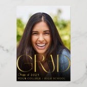 Custom Foto Abschluss Gold Foil Einladung (Vorderseite)