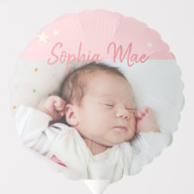 Custom Foto and Name Birthday Balloon moderne Girl