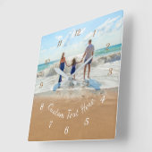 Custom Foto and Text Wall Clock - Family Design Quadratische Wanduhr (Winkel)