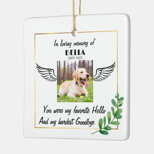 Custom Foto Angel Dog Memorial Gefälliges Beileid Keramikornament (Links)